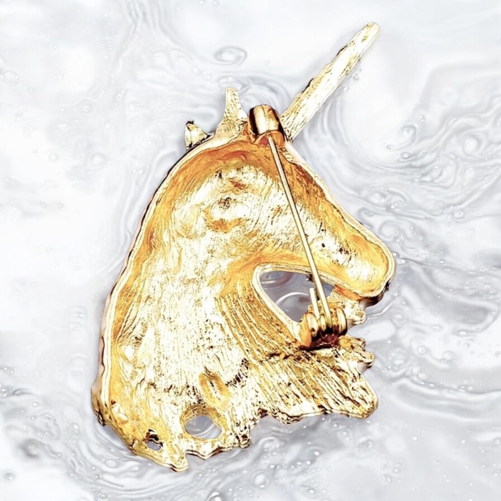 Unicorn White & Multicolored Crystal Enamel Brooch - Picture 4 of 4